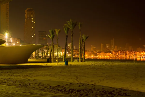 Benidorm praia resort tiro à noite — Fotografia de Stock
