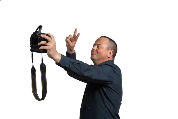 Guy making a fool of himself shooting — Stock Photo, Image