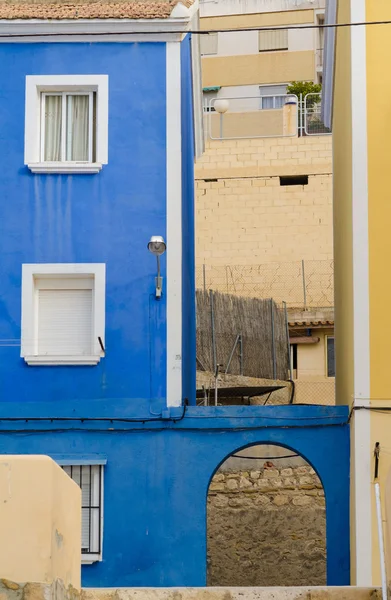 Mediterrâneo casas azuis — Fotografia de Stock