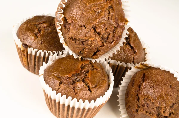 Chocolate muffins on white — Stock Photo, Image