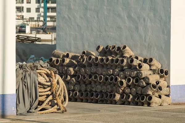 Aquaculture equipment piled up — Stok fotoğraf