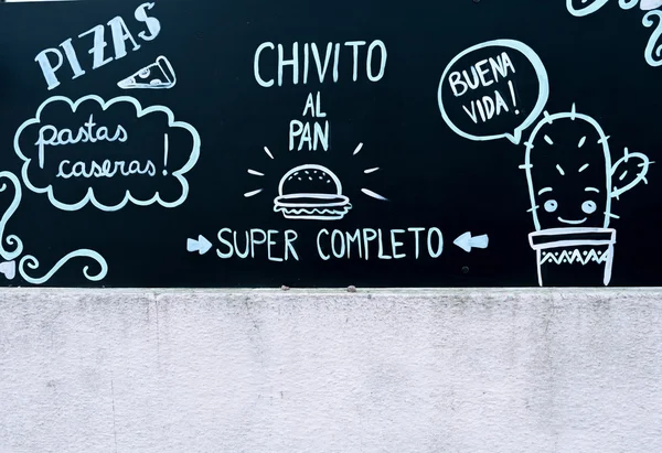 Restaurant chalkboard with Spanish writing — Stock Photo, Image