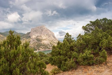 Kırım yarımadasının yeşil ağaçlarla çevrili dağları.