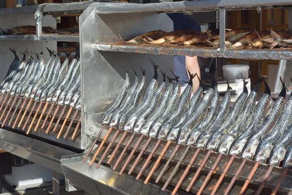 Gegrilde vis op een stokje — Stockfoto