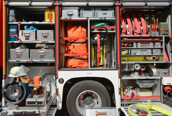 Equipo de camión de bomberos Imagen de stock