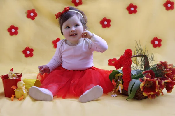 Bebê menina no vestido — Fotografia de Stock