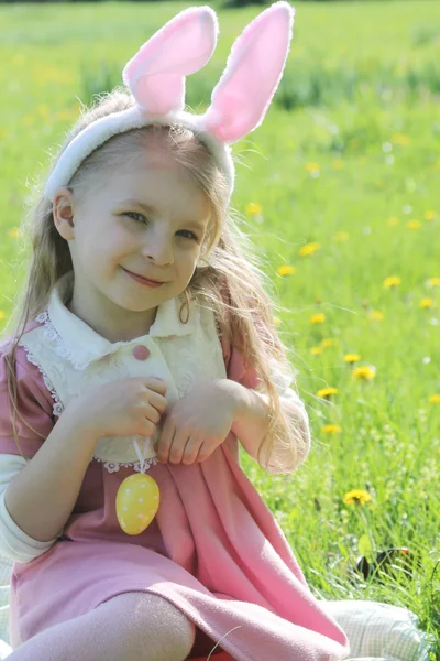Happy girl with bunny ears — Stock Photo, Image