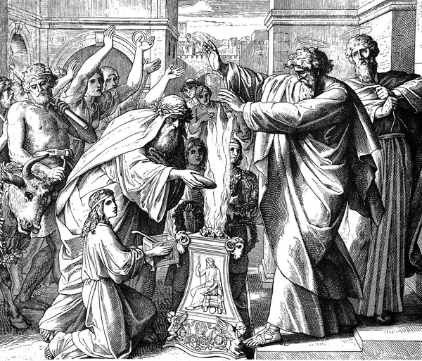 Павел и Варнава считаются богами — стоковое фото