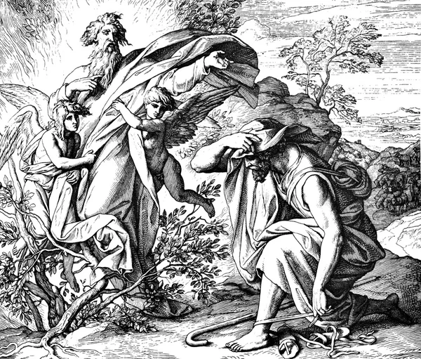 Mojżesz i płonący krzew — Zdjęcie stockowe