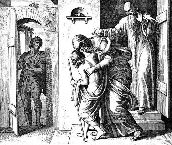 Elisha Raises Dead Boy — Stock Photo, Image