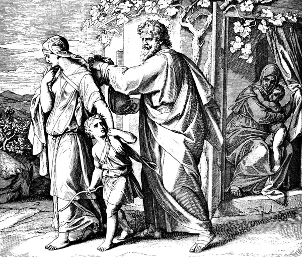 Abraham îl trimite pe Ismael departe — Fotografie, imagine de stoc