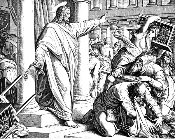 Ісус очищає храм — стокове фото