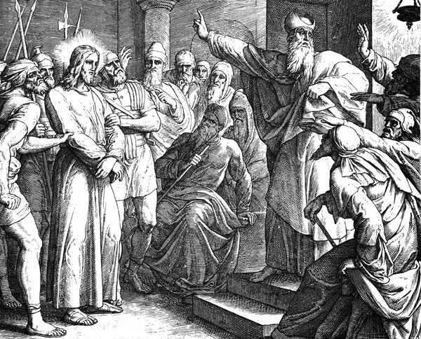 Jezus ' proces voor Caiaphas — Stockfoto