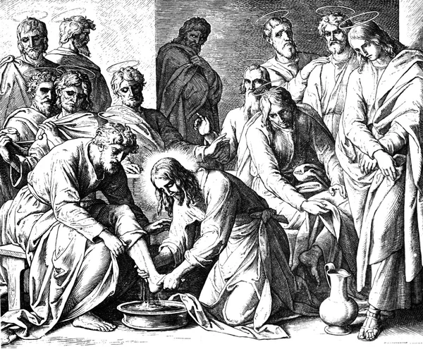 Tanítványok mosás Jézus lábát — Stock Fotó