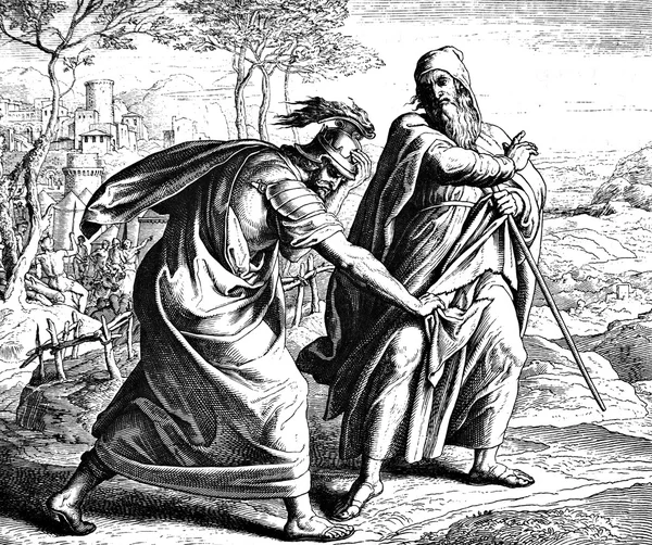 Saul déchire la robe de Samuel — Photo