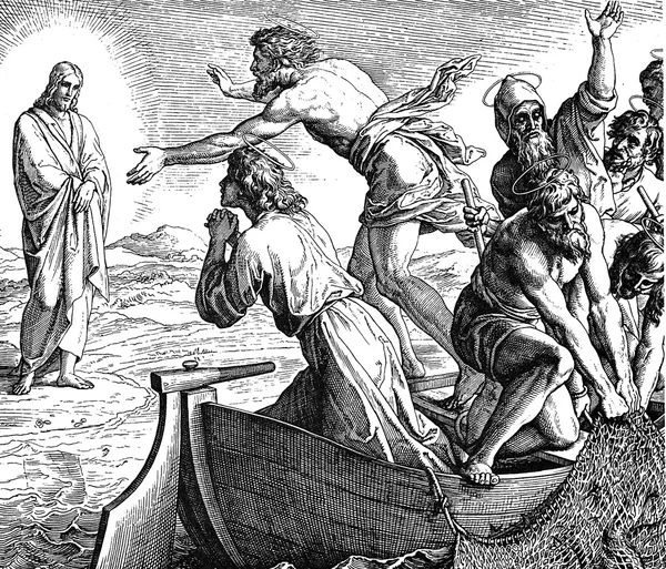 Ježíš se objeví na Galilejské jezero — Stock fotografie