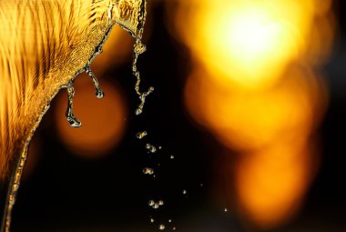 Su sıçramalarına güneşli bir gün batımı üzerinde