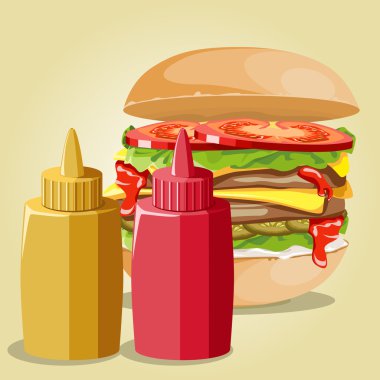 hamburger ve soslar seti.