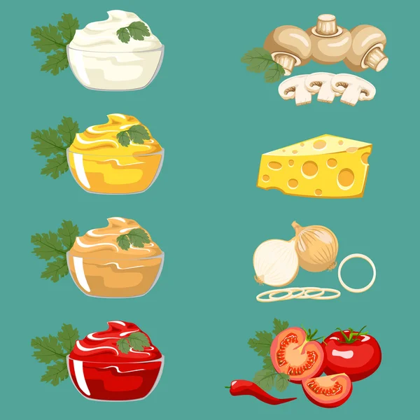 Soslar et yemekleri ve fast food için ayarla.