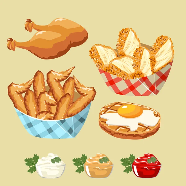 Ensemble de produits de poulet — Image vectorielle