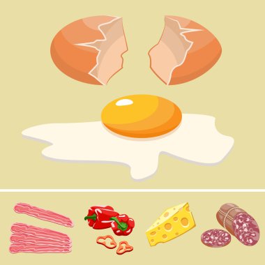 yumurta için malzemeler kümesi.