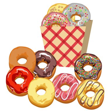 Ayarlayın. Çok renkli donut.