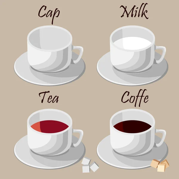 Set de tazas blancas — Vector de stock