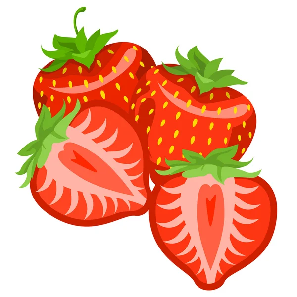 Strawberry whole and pieces — Stock Vector