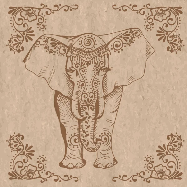 Elefante marrón — Vector de stock