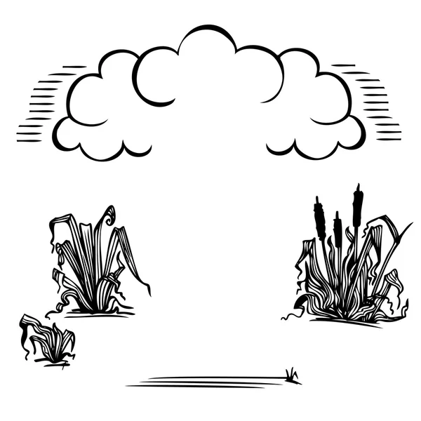 Felhők és a nád — Stock Vector