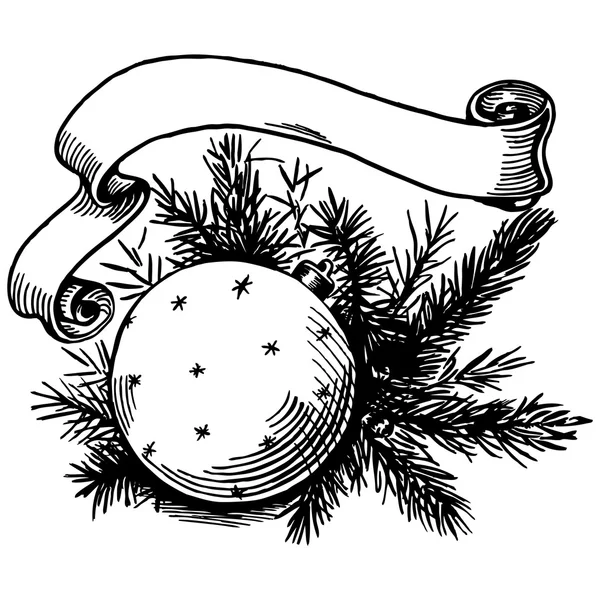 Kerstbal en lint — Stockvector