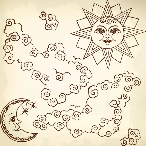 Soleil et lune — Image vectorielle