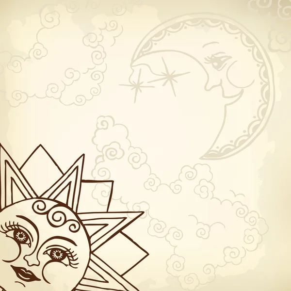 ดวงอาทิตย์และดวงจันทร์ — ภาพเวกเตอร์สต็อก