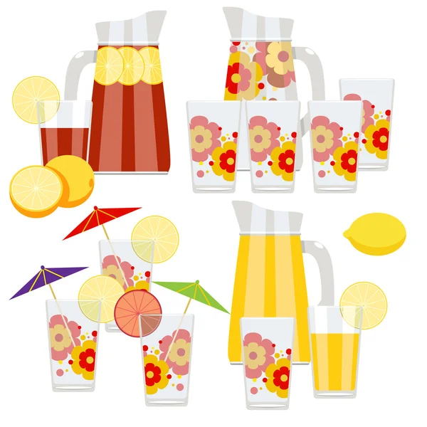 Set of pitcher and glasses — Stock Vector