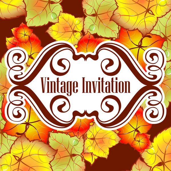 Otoño hojas invitación — Vector de stock