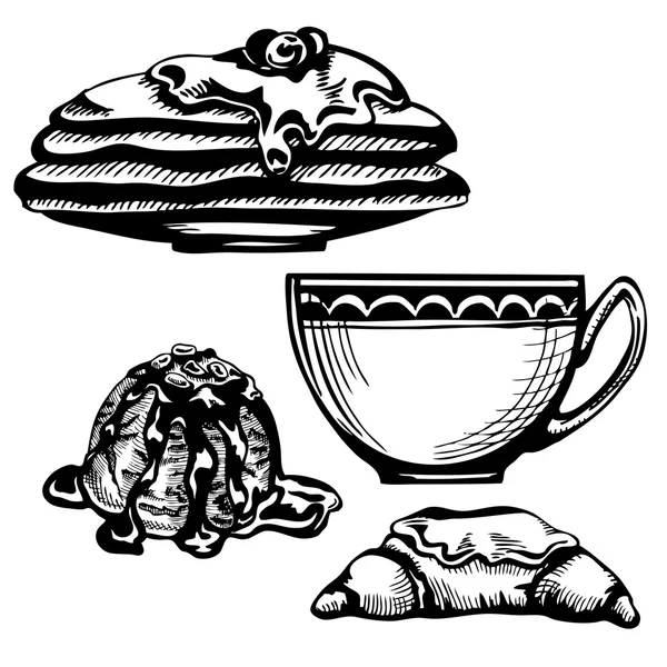 Десерт и кофе или чай — стоковый вектор