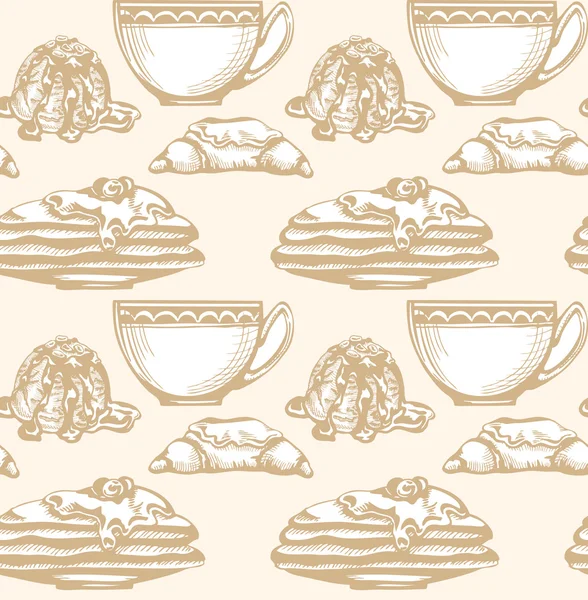 Postres y café o té — Vector de stock