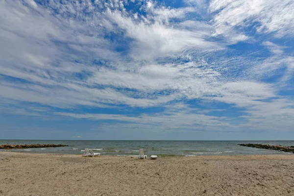 Paisajes Playa Arena Del Mar Azov Pequeñas Bahías Rompeolas Primorsk — Foto de Stock