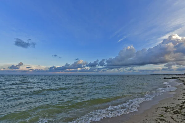 Beautiful Evening Sunset Beach Sea Azov Colorful Colors Sky Sea — Stock Photo, Image