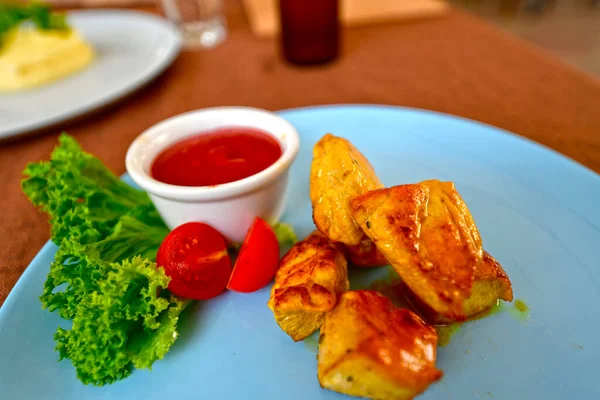 Deliciosos Saudáveis Pequenos Almoços Restaurante Que Serve Pratos — Fotografia de Stock