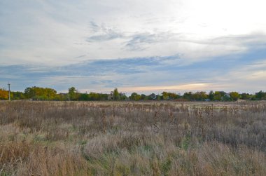 Sonbahar kırsal manzarası, akşam günbatımı.