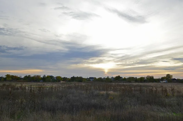 Herfst Landschap Avond Zonsondergang — Stockfoto