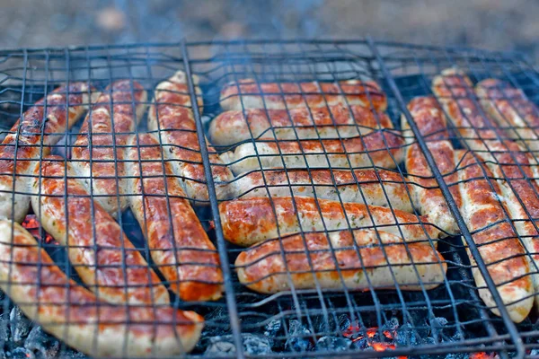 Grilled Sausages Various Sorts Restaurant Serving — Stock Photo, Image
