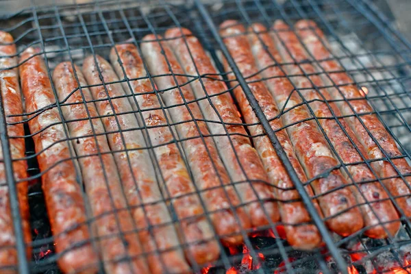 Grilled Sausages Various Sorts Restaurant Serving — Stock Photo, Image