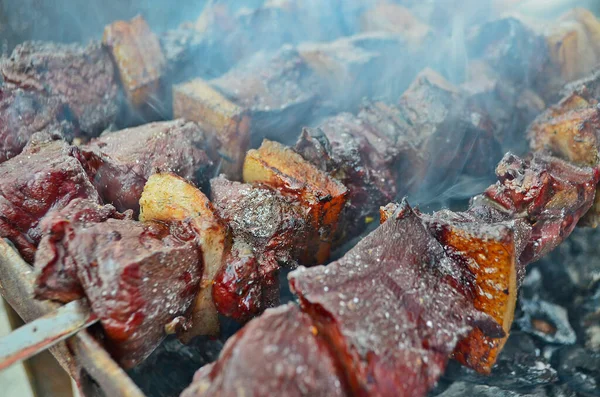 Shish Kebab Făcut Din Ficat Vită Untură — Fotografie, imagine de stoc