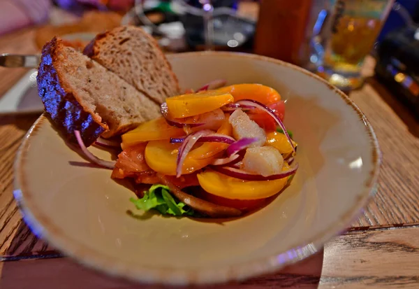 Délicieuse Salade Aux Pétoncles Frits Pétoncle Est Produit Savoureux Sain — Photo