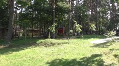 Rozhyshche, Volyn Oblastı, Ukrayna, 20 Eylül 2020. Batı Ukrayna 'daki ormanda bir dinlenme merkezi. Rozhyshche, Ukrayna 'nın Volyn Oblastı' nın Lutsk ilçesine bağlı bir şehirdir. Rozhyshche kentsel topluluğunun yönetim merkezidir..