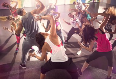group of dancers at Zumba fitness training clipart