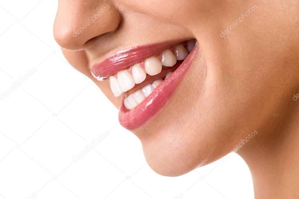 Laughing woman mouth with great teeth