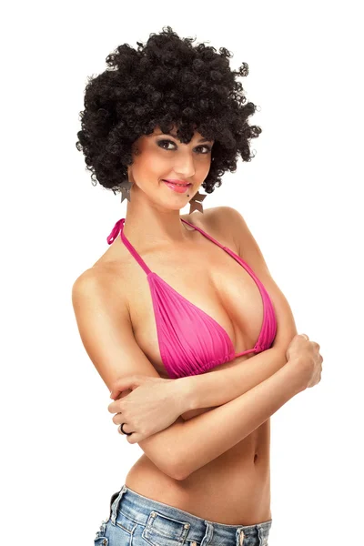 Sexy kobieta fryzura afro — Zdjęcie stockowe